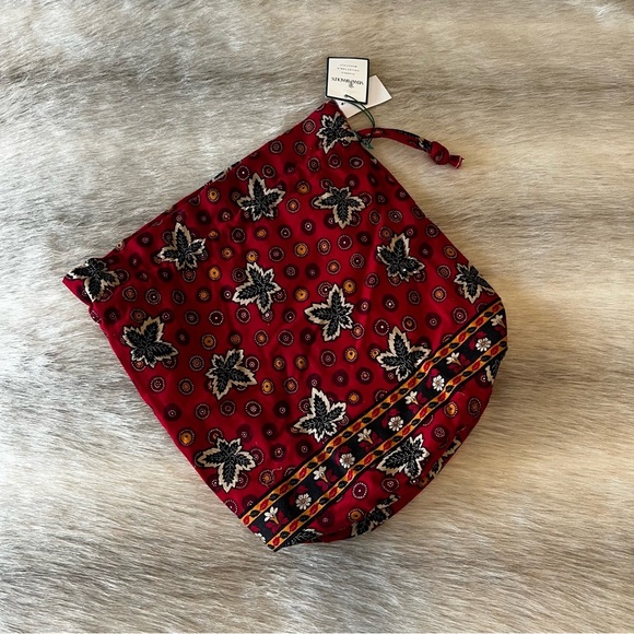 VINTAGE New VERA BRADLEY Red Coin 1999 Ditty Bag Leaves Green Drawstring Travel - Picture 9 of 14